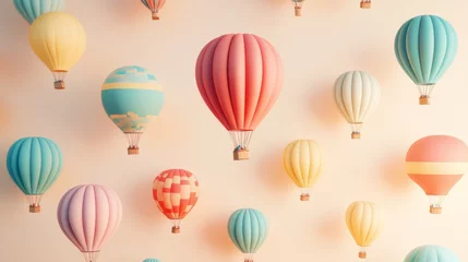 Poster Colorful air balloons floating against a soft light background for birthday celebration decoration and festive party atmosphere 