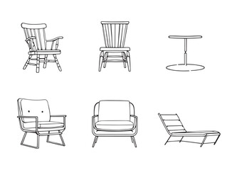 chair line art detailed sketch style vector artwork
