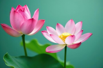 Delicate pink lotus flowers, minimalist horizontal banner, summer, web banner, minimal
