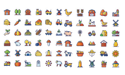 farm icon set vector
