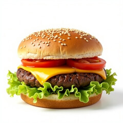 Classic Cheese Burger with Fresh Veggies and Sesame Bun.
