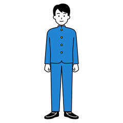 直立する男子学生（全身）
