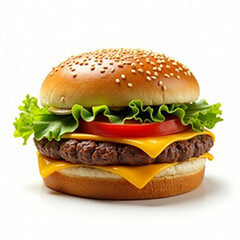 Delicious Juicy Burger with Cheese and Fresh Lettuce.