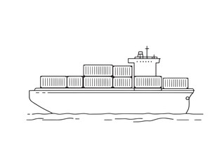 Obraz premium Hand drawn cargo ship line art for export