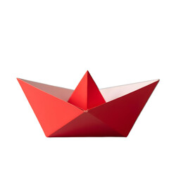 Red Origami Paper Boat  PNG file isolated on transparent background