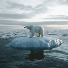 Naklejka premium Polar bear on melting ice