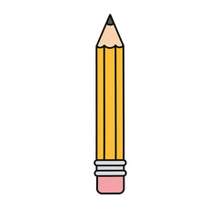 Classic pencil drawing icon clipart, yellow pencil with eraser