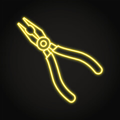 Pliers tool neon line icon