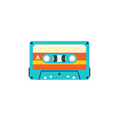 Obraz premium Flat vector clipart of a retro cassette tape, colorful and minimal, on solid white background