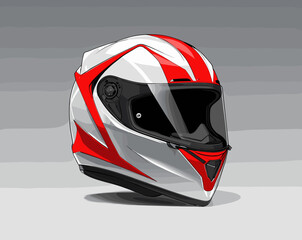  White and Red Motorcycle Helmet with Modern Design