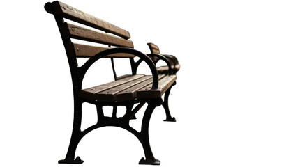 Isolated Wooden Bench Seat in Park Transparent Background