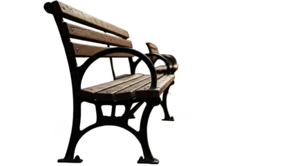 Isolated Wooden Bench Seat in Park Transparent Background