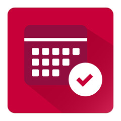 Appointment Schedule Icon. Calendar with checkmark indicating confirmed meeting or scheduled event.