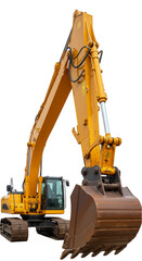 Isolated Yellow Excavator On Transparent Background Realistic 3D Illustration