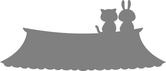 한옥 지붕 위에 고양이와 토끼 © 선화 김