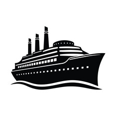 Obraz premium Cargo ship silhouette vector, Cargo ship vector 