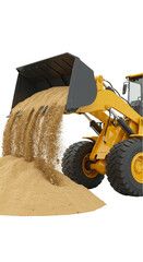 Isolated Yellow Loader Machine in Action with Construction Materials Illustration