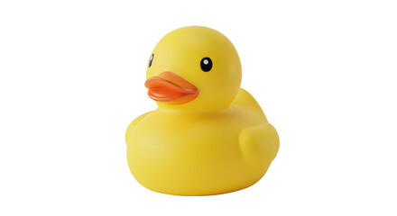 Isolated Yellow Rubber Duck Bath Toy on Transparent Background