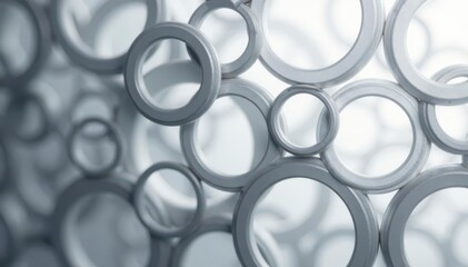 Subtle grayscale interlocking circles forming a grid, lines, abstract