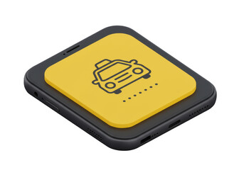 Isometric Phone Icon Taxi Transport Mobile Online Vector Service