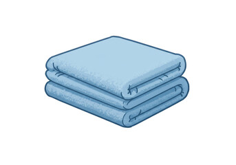Isometric Pixel Towel Stack Clean Soft Blue PNG Illustration