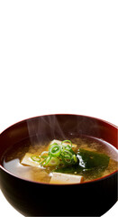 Japanese Miso Soup in a Bowl with Steam Rising Realistic Photo