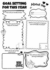 Goal Setting for This Year, Writing Prompts Worksheet for 2nd-6th Gr., Back to School Activity, Creative Writing, Student Goals, School Year