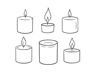 Candles line art illustration for peaceful cozy mood