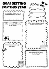Goal Setting for This Year, Writing Prompts Worksheet for 2nd-6th Gr., Back to School Activity, Creative Writing, Student Goals, School Year