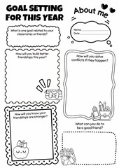 Goal Setting for This Year, Writing Prompts Worksheet for 2nd-6th Gr., Back to School Activity, Creative Writing, Student Goals, School Year