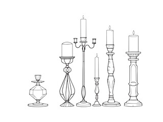 candle holder line art simple elegant interior icon