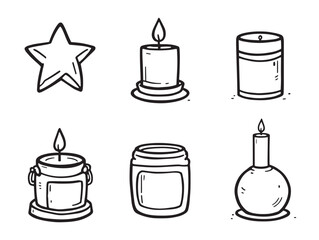 candle holder line art modern vintage outline illustration