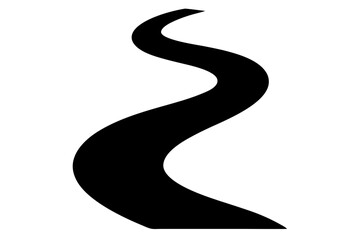 Winding road silhouette vector, curvy highway symbol vector