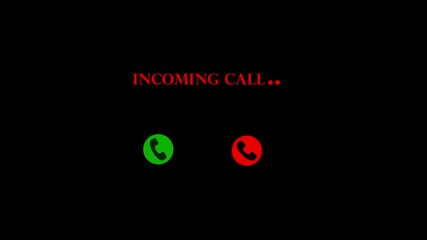 Incoming call ring icon background black Screen Animation of phone call Incoming call phone icon you receive the message animated, Unknown is Calling as a missed call.