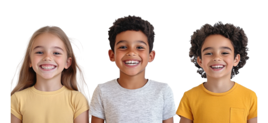 Group of Diverse Happy Children – Smiling Kids Isolated on White Background