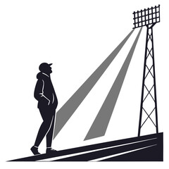 stadium lights shining black silhouette vector
