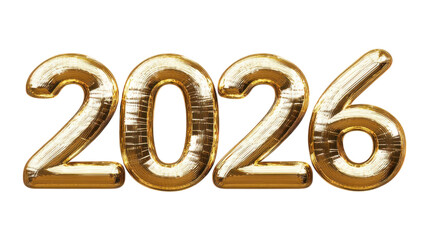 3D golden number 2026 on a white background