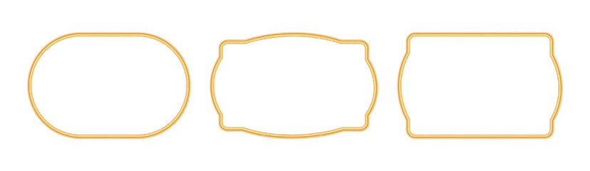 Collection of golden luxury frames. Realistic mockup for oval photo frame, vintage ornamental border in oriental style. Vector illustration for certificate, award, stamp, vignette, greeting card
