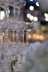 Close-Up of Champagne Glass Tower