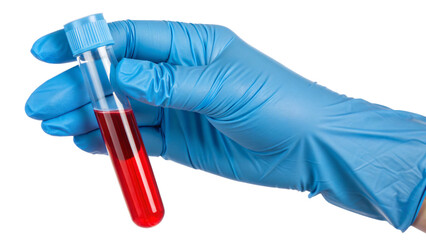 hand holding test tube with blood isolated