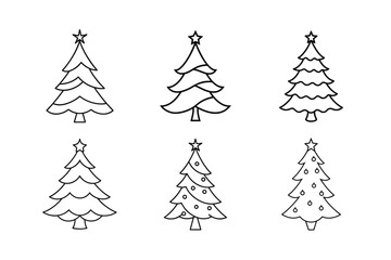 Christmas tree line art vector , Christmas tree silhouette vector 