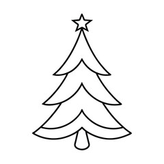 Obraz premium Christmas tree line art vector , Christmas tree silhouette vector 