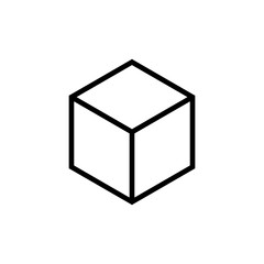 Three dimensional box showing 3d modelling illustration, cubic and box icon template