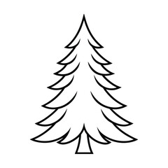 Obraz premium Christmas tree line art vector , Christmas tree silhouette vector 