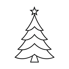Christmas tree line art vector , Christmas tree silhouette vector 