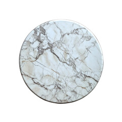 Round Marble Texture White and Gray Veined Stone Surface