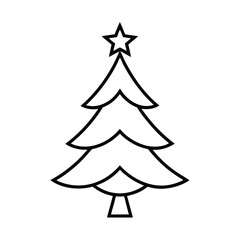 Christmas tree line art vector , Christmas tree silhouette vector 