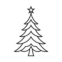 Christmas tree line art vector , Christmas tree silhouette vector 