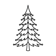 Fototapeta premium Christmas tree line art vector , Christmas tree silhouette vector 