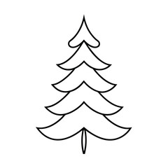 Obraz premium Christmas tree line art vector , Christmas tree silhouette vector 